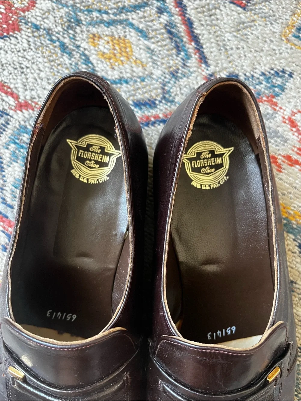 Florsheim Dark Oxblood Leather Slip-On Loafers with Gold Accents Size 9.5E